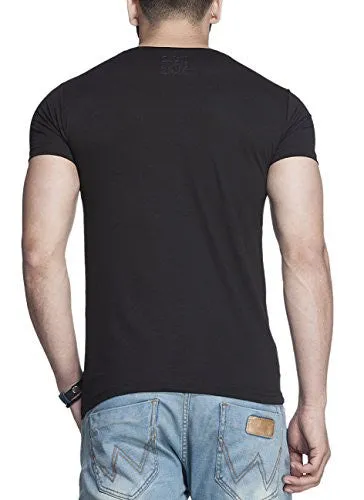 Tinted Men's Cotton Lycra V-Neck T-Shirt TJ101CRH-BLACK-M