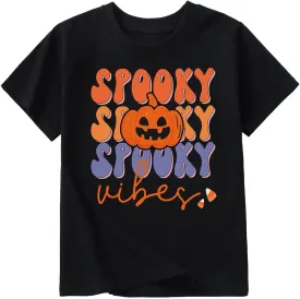 Toddler Boys Girls Halloween Shirt Skeleton Ghost T-Shirts Boo Tees Spooky Tops Short Sleeve 2-12 Years