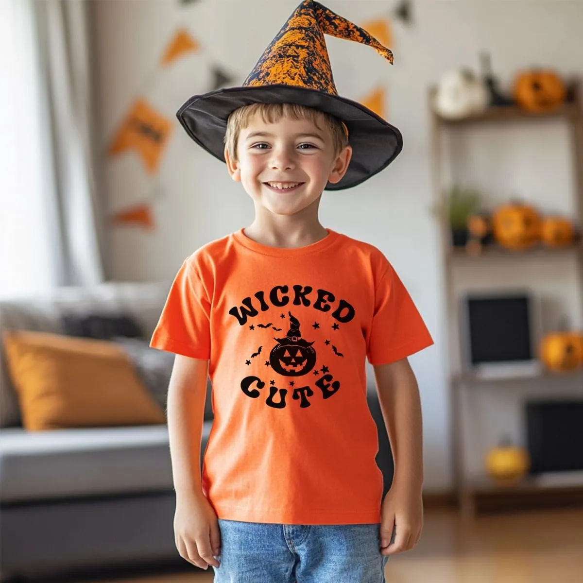 Toddler Boys Girls Halloween Shirt Skeleton Ghost T-Shirts Boo Tees Spooky Tops Short Sleeve 2-12 Years