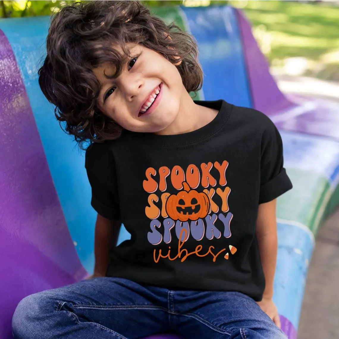 Toddler Boys Girls Halloween Shirt Skeleton Ghost T-Shirts Boo Tees Spooky Tops Short Sleeve 2-12 Years