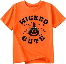 Toddler Boys Girls Halloween Shirt Skeleton Ghost T-Shirts Boo Tees Spooky Tops Short Sleeve 2-12 Years