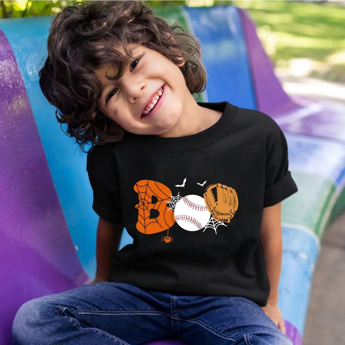 Toddler Boys Girls Halloween Shirt Skeleton Ghost T-Shirts Boo Tees Spooky Tops Short Sleeve 2-12 Years