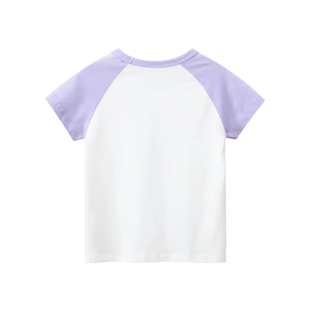 Toddler/Kid Girl's Short Sleeve Happy Flower Print Design Tee