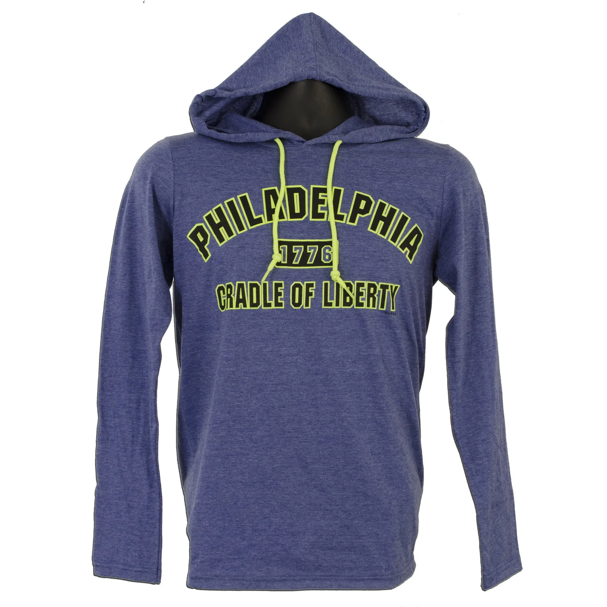 TSPH11B Long Sleeve Hood T-Shirt Philadelphia HEATHER BLUE