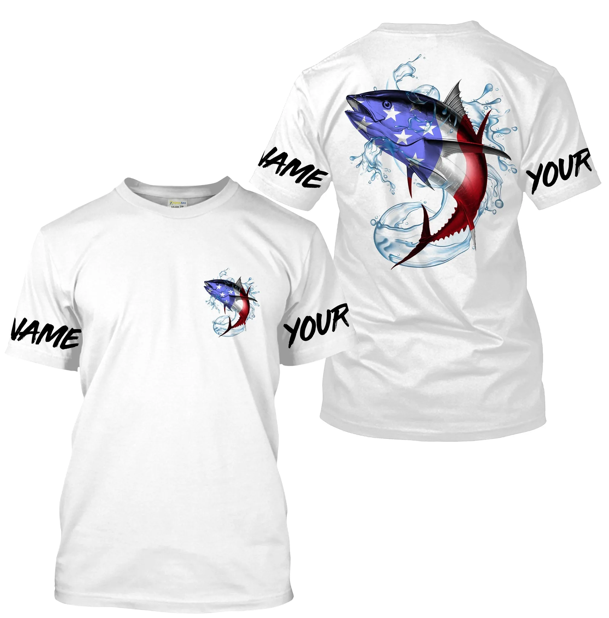 Tuna Fishing American Flag Custom performance Long Sleeve Fishing Shirts, Patriotic Fishing gifts