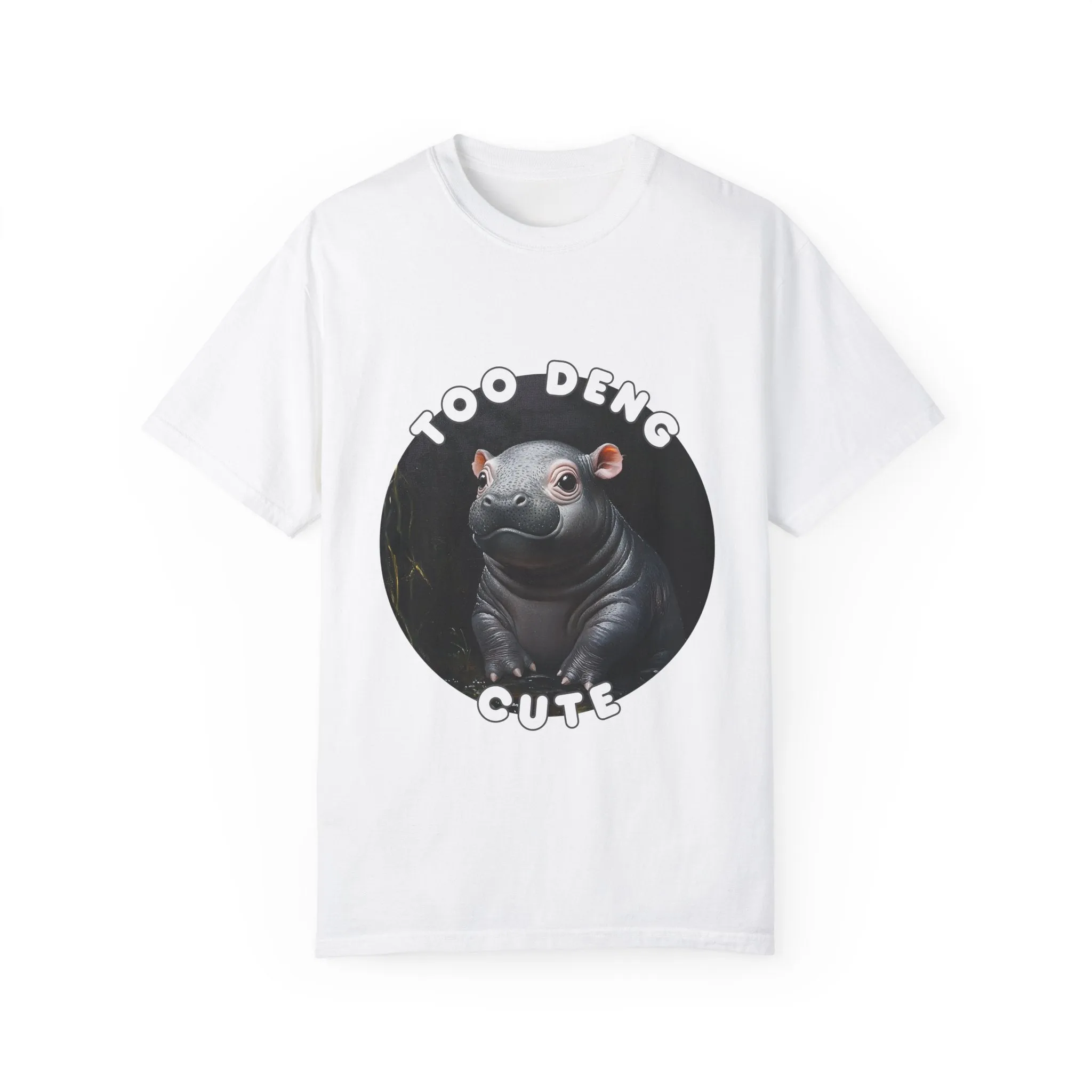 Unisex Garment-Dyed T-Shirt, Moo Deng the Cute Pygmy Hippo | 100% Cotton, Soft-Washed, Relaxed Fit