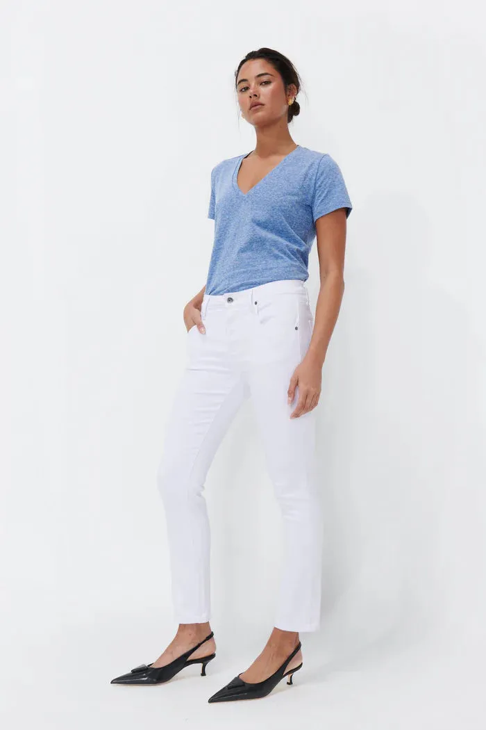 VERONICA V-NECK TEE | Denim Blue