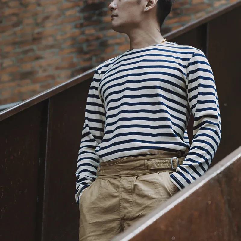 Vintage Breton Stripe Long Sleeve French Sailor Naval T-Shirt