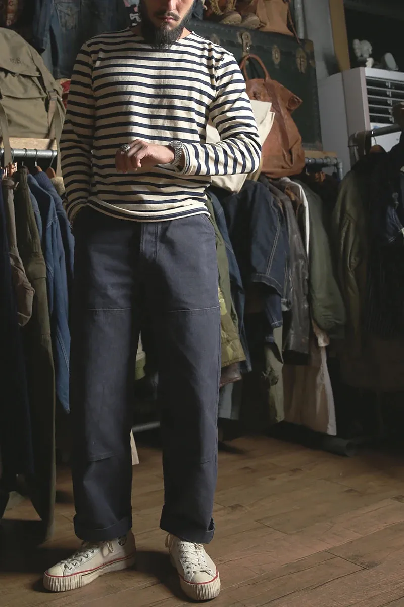 Vintage Breton Stripe Long Sleeve French Sailor Naval T-Shirt