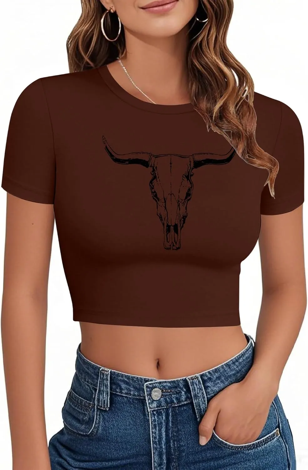 Western Shirts for Women Cowgirl Tshirt Cowboy Country Concert Outfits Summer Slim Shirt Sexy Crop Tops for Girls