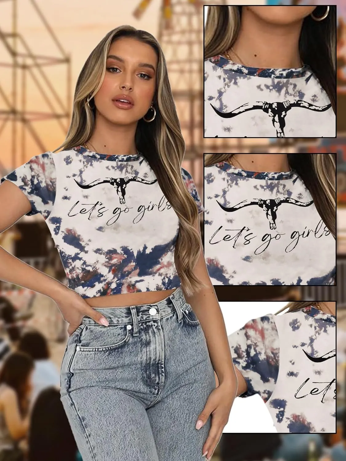 Western Shirts for Women Cowgirl Tshirt Cowboy Country Concert Outfits Summer Slim Shirt Sexy Crop Tops for Girls