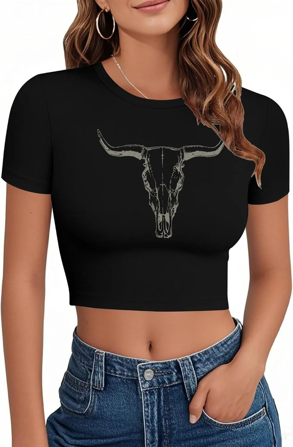 Western Shirts for Women Cowgirl Tshirt Cowboy Country Concert Outfits Summer Slim Shirt Sexy Crop Tops for Girls