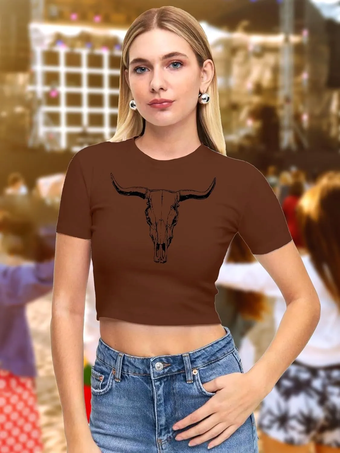 Western Shirts for Women Cowgirl Tshirt Cowboy Country Concert Outfits Summer Slim Shirt Sexy Crop Tops for Girls