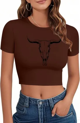Western Shirts for Women Cowgirl Tshirt Cowboy Country Concert Outfits Summer Slim Shirt Sexy Crop Tops for Girls