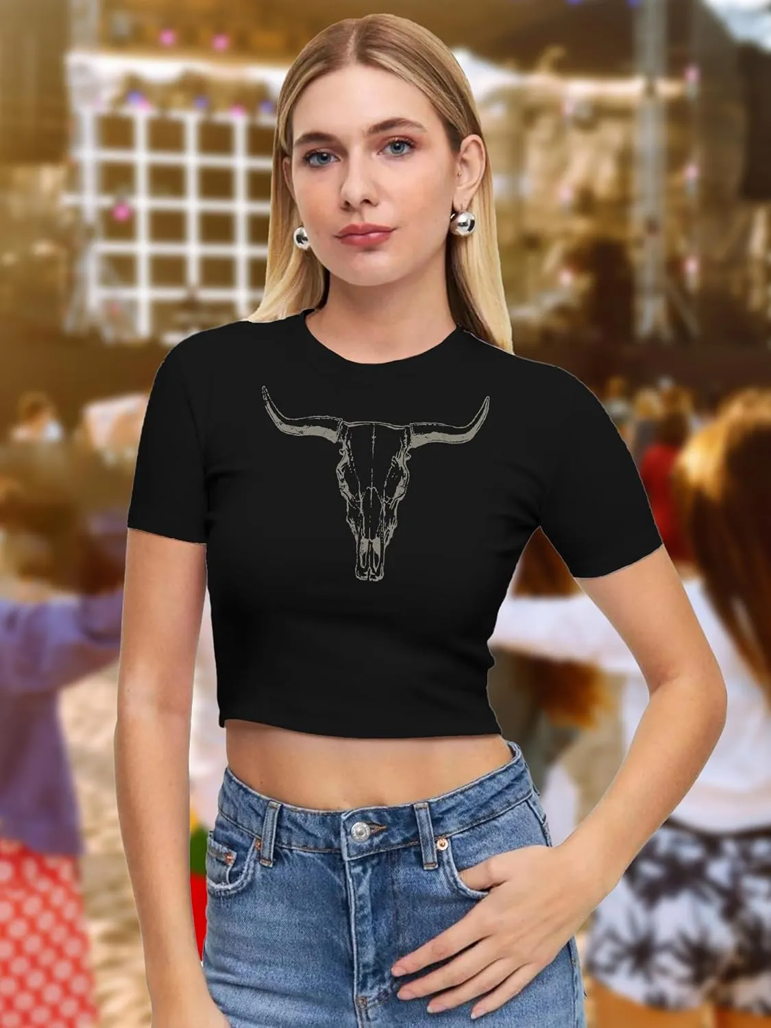Western Shirts for Women Cowgirl Tshirt Cowboy Country Concert Outfits Summer Slim Shirt Sexy Crop Tops for Girls