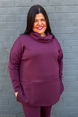 Wine Cozy Cowl Neck Pullover