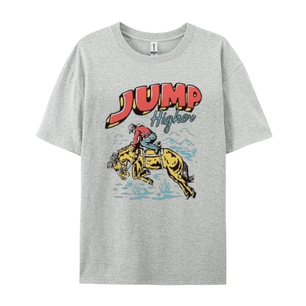 Women Cowboy Jump Higher Print Graphic T-shirt