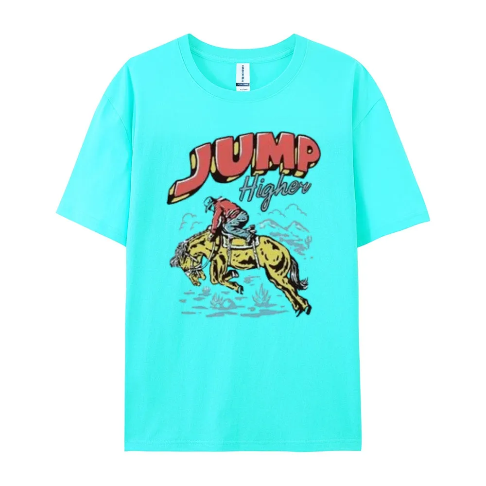 Women Cowboy Jump Higher Print Graphic T-shirt