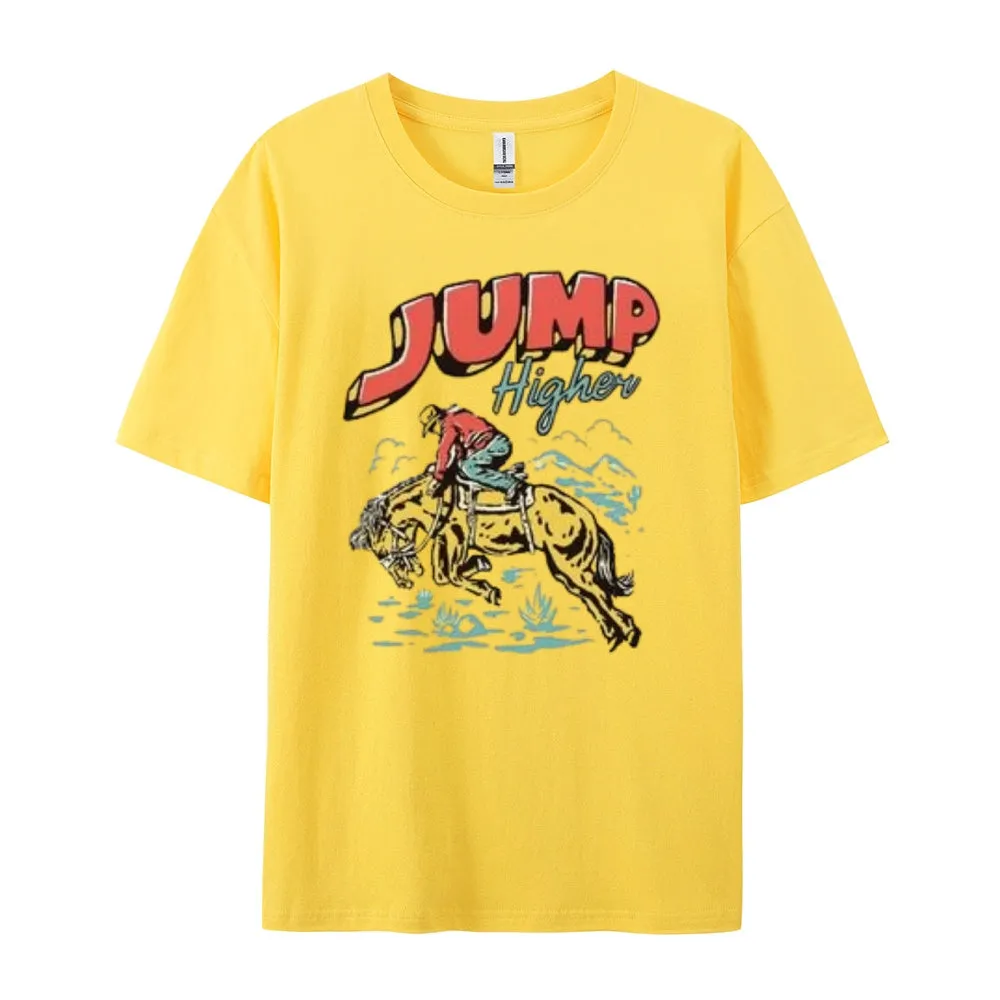 Women Cowboy Jump Higher Print Graphic T-shirt