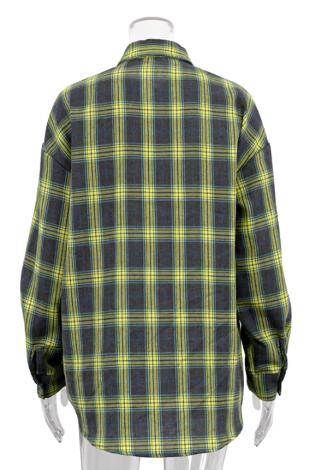 Womens Casual Long Sleeve Plaid Button-Down Shirt