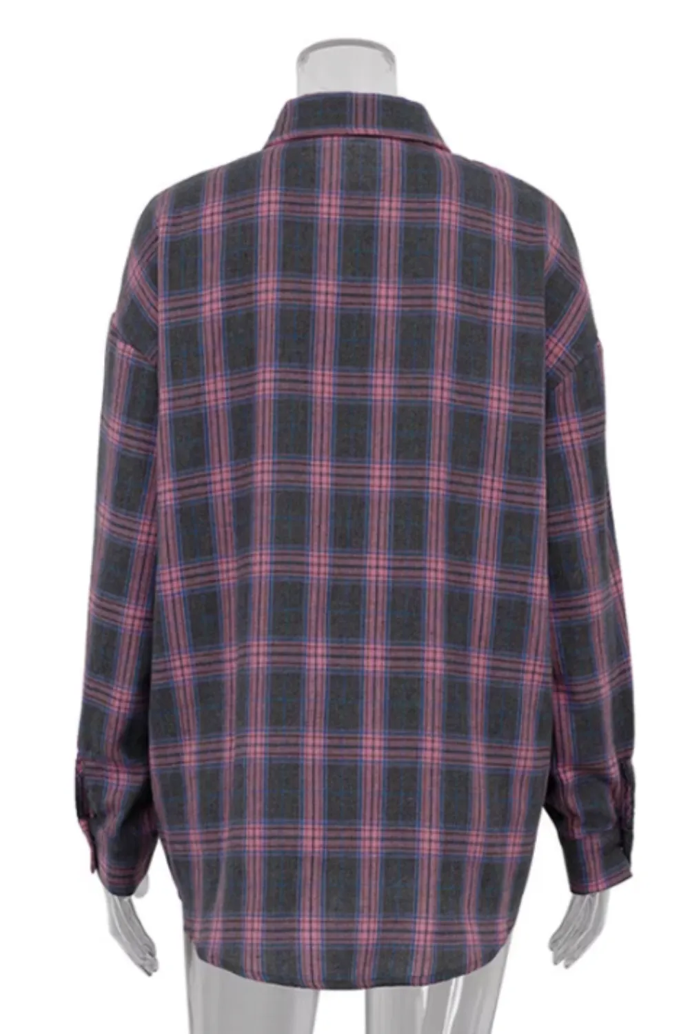 Womens Casual Long Sleeve Plaid Button-Down Shirt