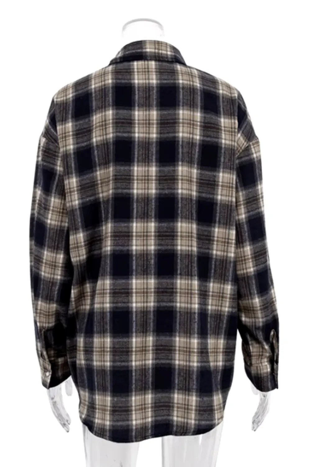 Womens Casual Long Sleeve Plaid Button-Down Shirt