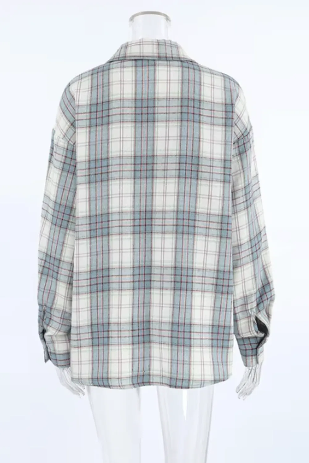 Womens Casual Long Sleeve Plaid Button-Down Shirt