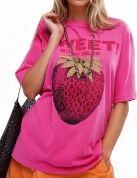 Women's Oversized Vintage Floral Graphic Tops with Ruffle Hem Y2K Retro Baggy Tee Summer Casual Streetwear T-Shirt