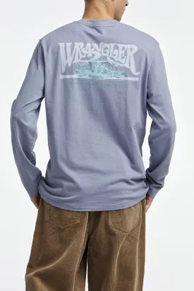 WRANGLER Mens Shroom Long Sleeve Recycled Cotton Tee Shirt Purple Haze
